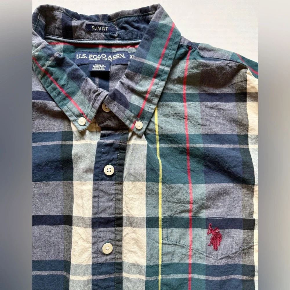 U.S. Polo Assn. Men's Multicolor‎ Plaid Shirt Size XL (0022)A7